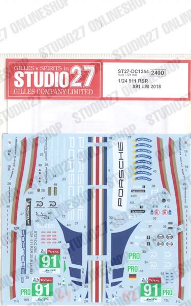 1/24 911 RSR #91 LM 2018<br>for NuNu<br>STUDIO27 ��Original Decals��