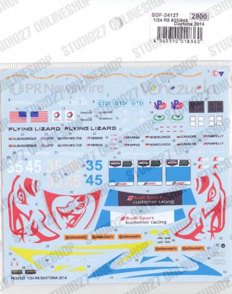 1/24 R8 #35/#45 Daytona 2014 - Spare Decal<br>for FK24127<br>STUDIO27 ��Spare Decal��