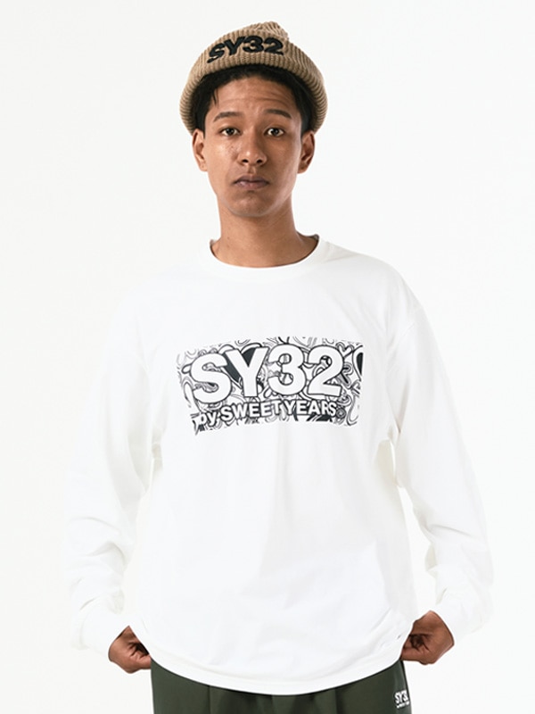 HEART PATTERN BOX LOGO L/S TEE