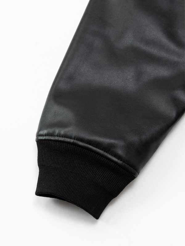 FAKE LEATHER ZIP HOODIE