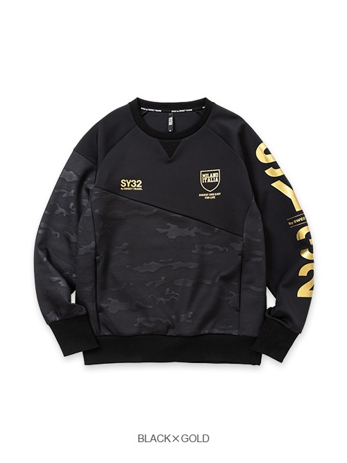DOUBLE KNIT EMBOSS CAMO SHIELD  P/O CREW