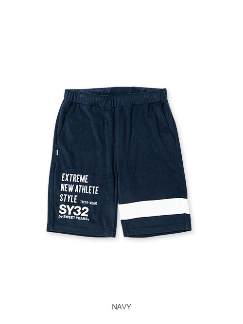 SY32 BY SWEET YEARS ネイビー ショートパンツ ロゴ入り
