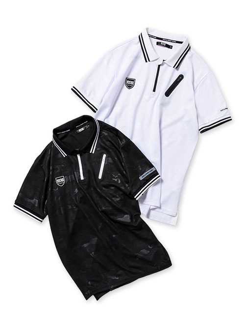 EMBOSS CAMO ZIP POLO