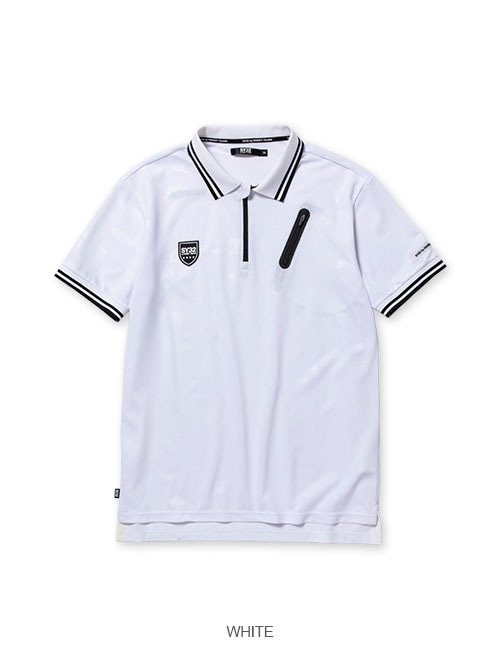 EMBOSS CAMO ZIP POLO