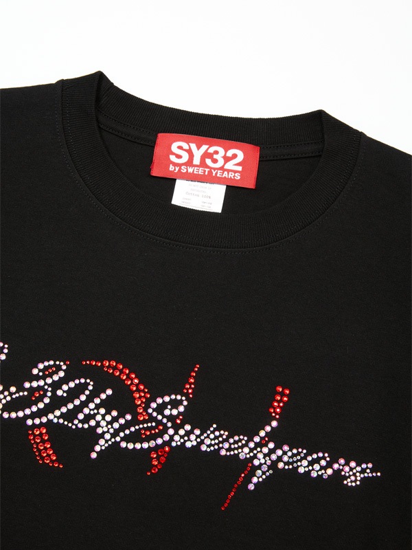 CURSIVE LOGO RHINESTONE TEE