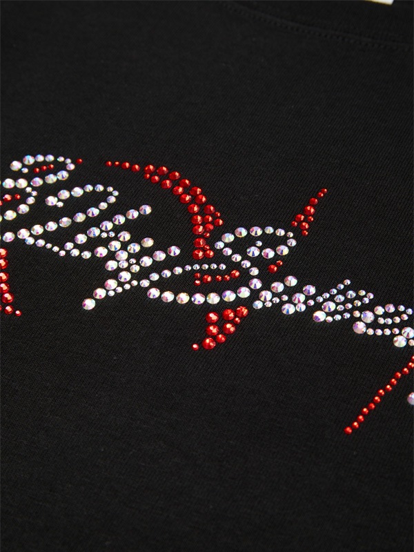 CURSIVE LOGO RHINESTONE TEE