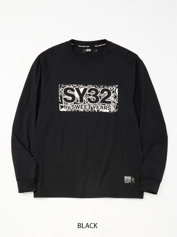 【SY32 SWEET YEARS】レディース ロングスリーブ M ハート総柄 HEART PATTERN BOX LOGO L/S TEE | TOPS,T-SHIRTS | 【公式