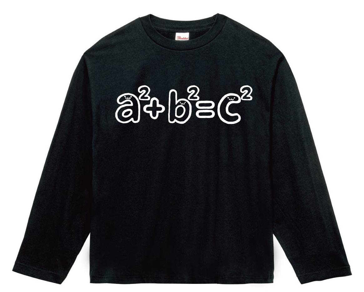 a2＋b2＝c2　ピタゴラスの定理　数学　数式　記号　文字　筆絵　イラスト　長袖Tシャツ