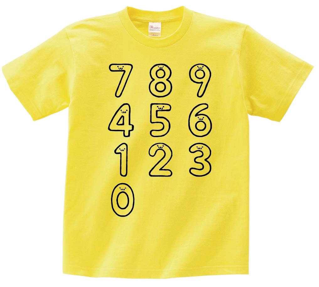 テンキー　配列　数字　記号　文字　筆絵　イラスト　半袖Tシャツ