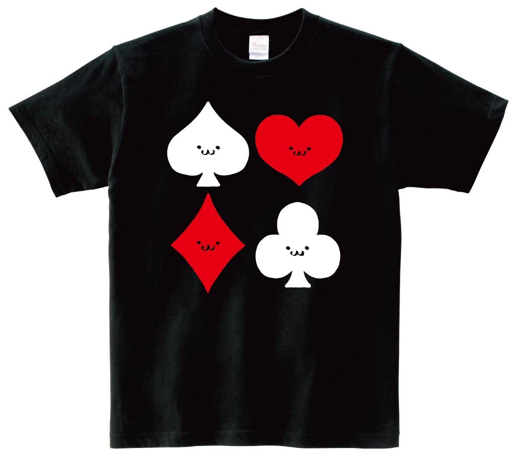 スペード　ハート　ダイヤ　クラブ　トランプ　記号　図形　筆絵　イラスト　半袖Tシャツ