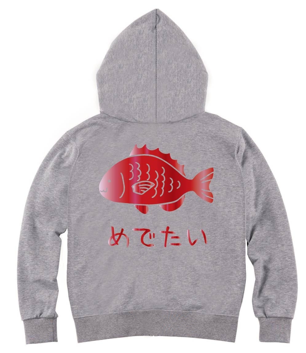 めでたい　レッド メタリック　ジップパーカー