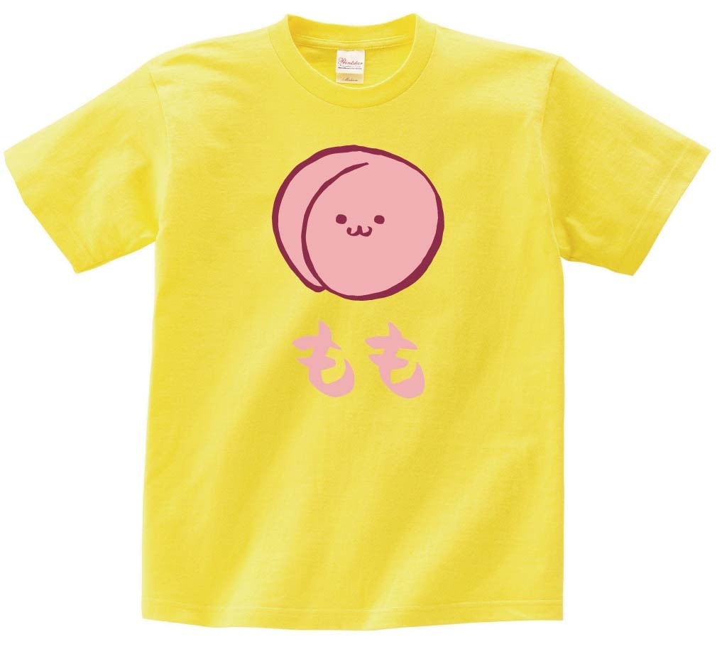 もも　モモ　桃　野菜　果物　筆絵　イラスト　カラー　半袖Tシャツ