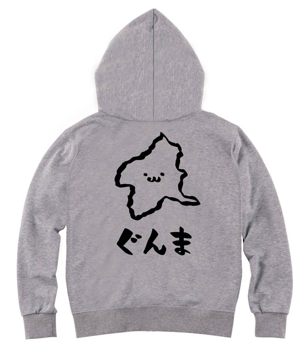 ぐんま 群馬県 都道府県 地図 筆絵 イラスト ジップパーカー 都道府県 サモエスキー