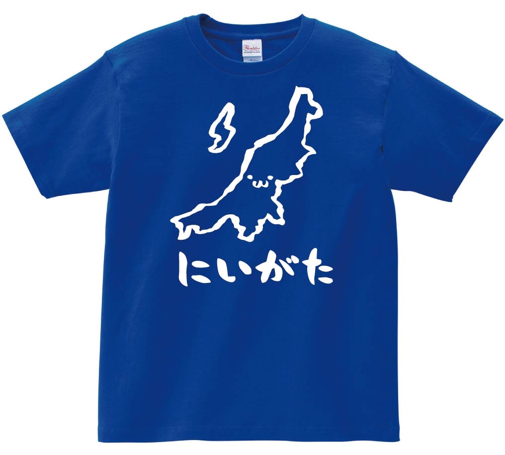 にいがた　新潟県　都道府県　地図　筆絵　イラスト　半袖Tシャツ