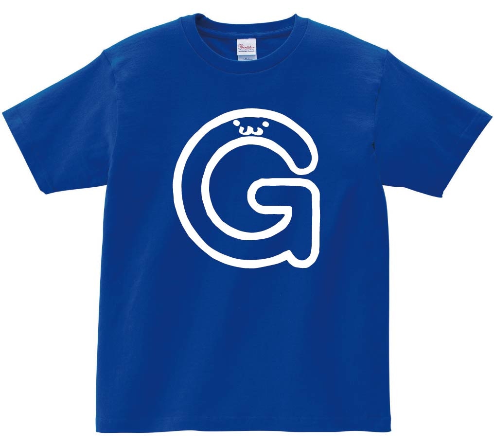 G　ジー　アルファベット　記号　文字　筆絵　イラスト　半袖Tシャツ