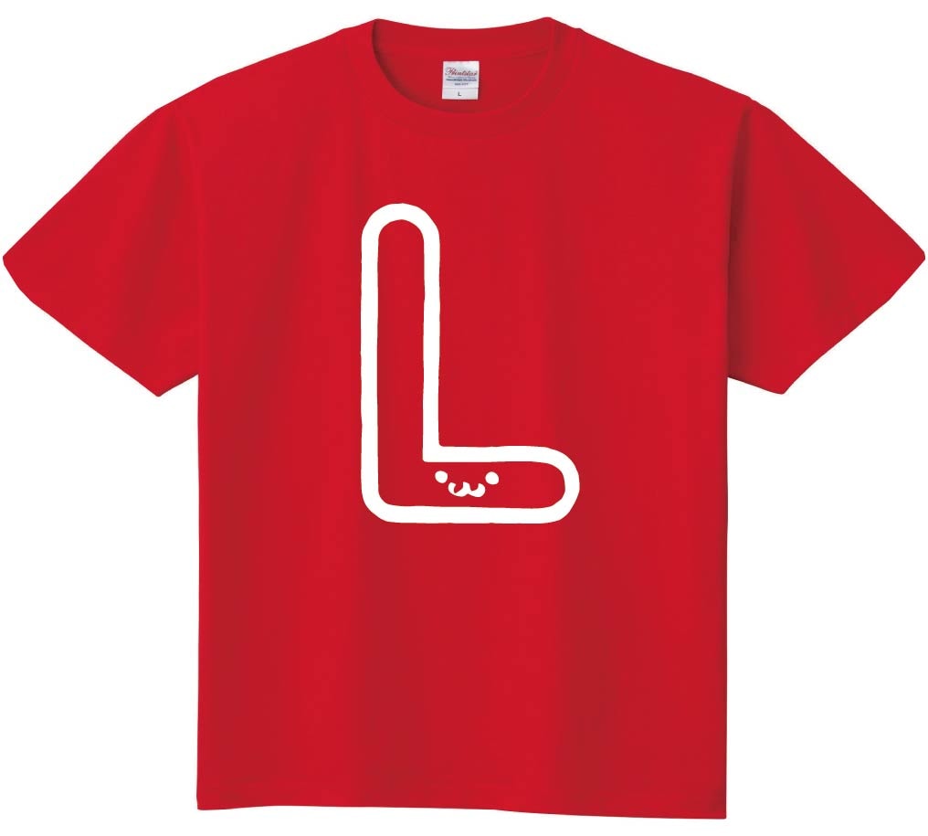 L　エル　アルファベット　記号　文字　筆絵　イラスト　半袖Tシャツ