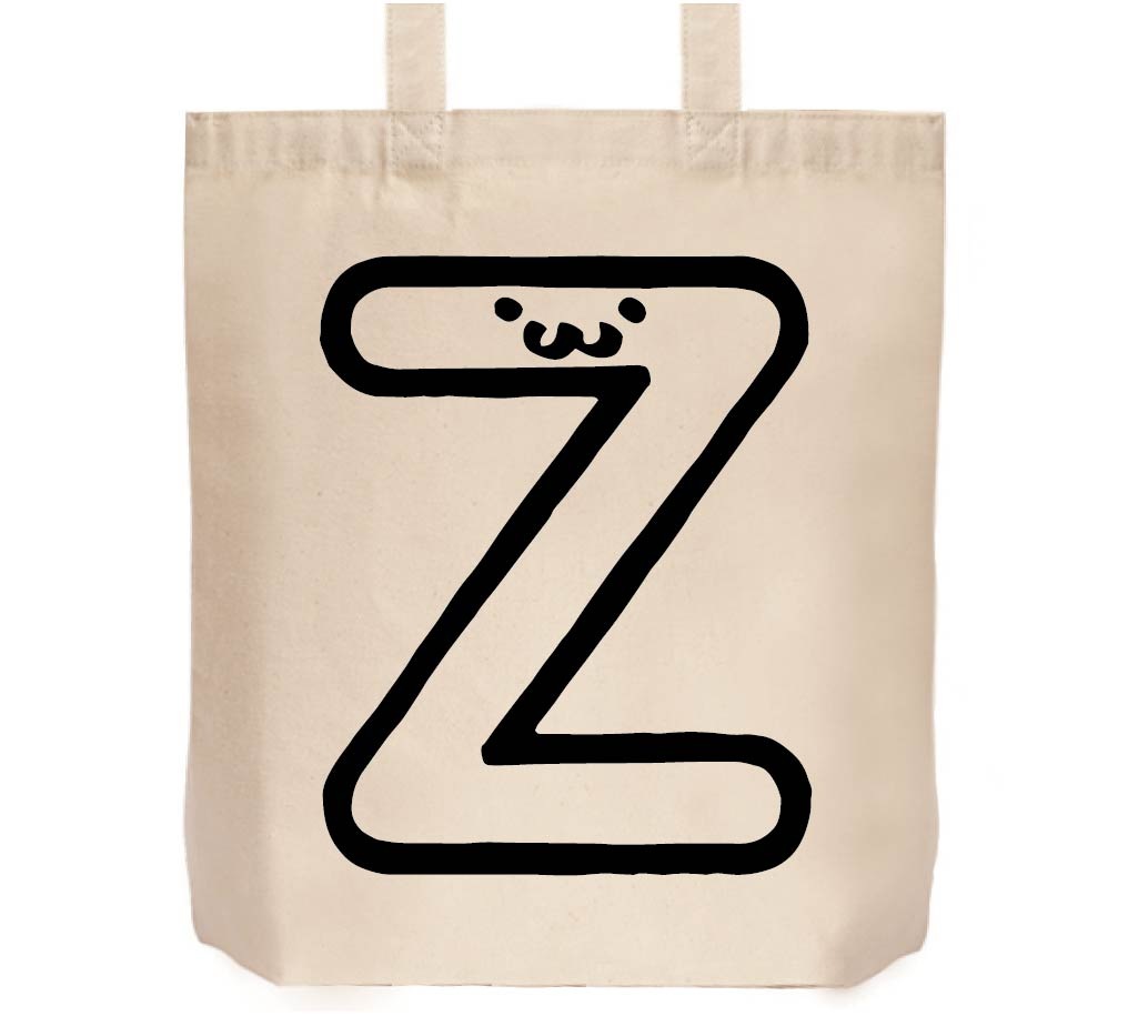Z ゼット アルファベット 記号 文字 筆絵 イラスト トートバッグ アルファベット サモエスキー