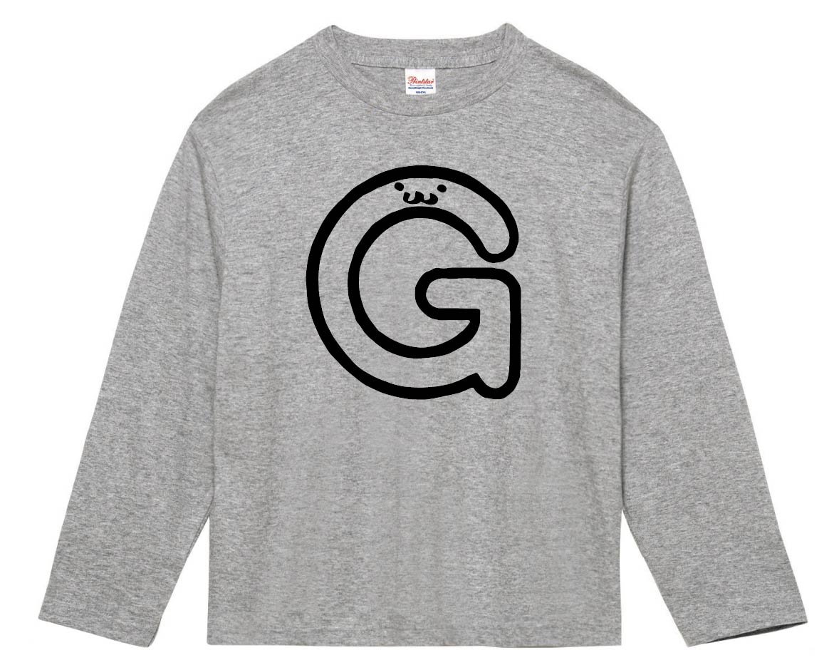 G ジー アルファベット 記号 文字 筆絵 イラスト 長袖tシャツ アルファベット サモエスキー