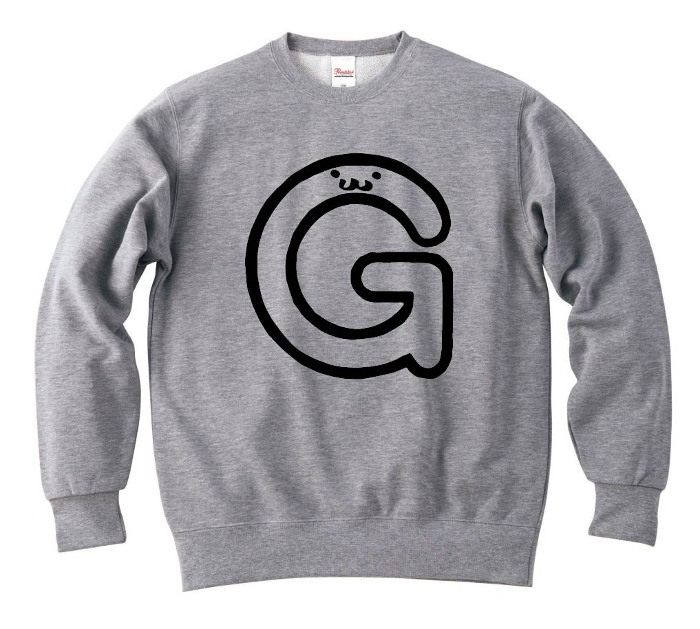 G ジー アルファベット 記号 文字 筆絵 イラスト トレーナー アルファベット サモエスキー