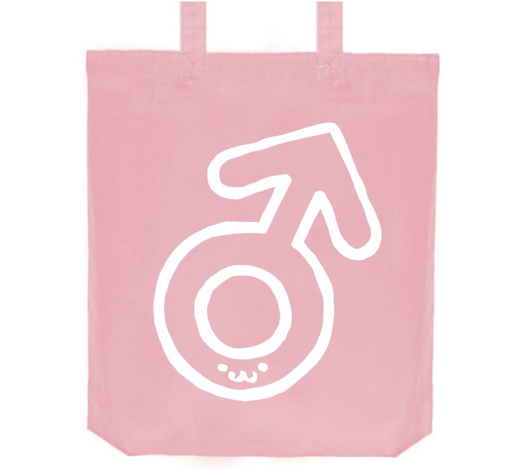 マスキュラ 雄 オス 記号 文字 筆絵 イラスト トートバッグ 記号 サモエスキー