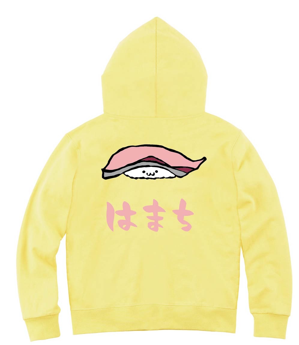 はまち ハマチ 握り 寿司 ネタ おすし 筆絵 イラスト カラー ジップパーカー 寿司 サモエスキー