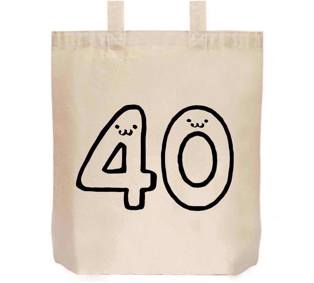 40 よんじゅう 四十 forty 数字 ナンバー 記号 文字 筆絵 イラスト トートバッグ | 数字1~2桁 | サモエスキー