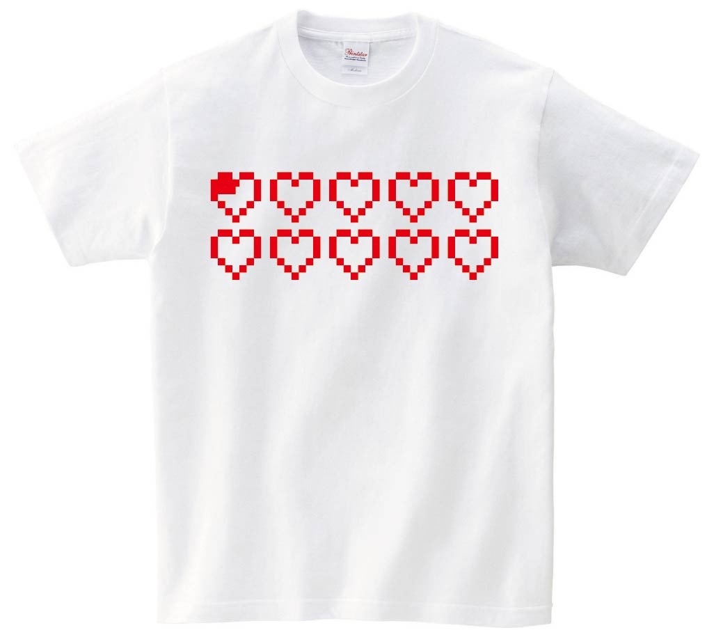 ハート ライフ 瀕死　ゲーム パロディ　半袖Tシャツ