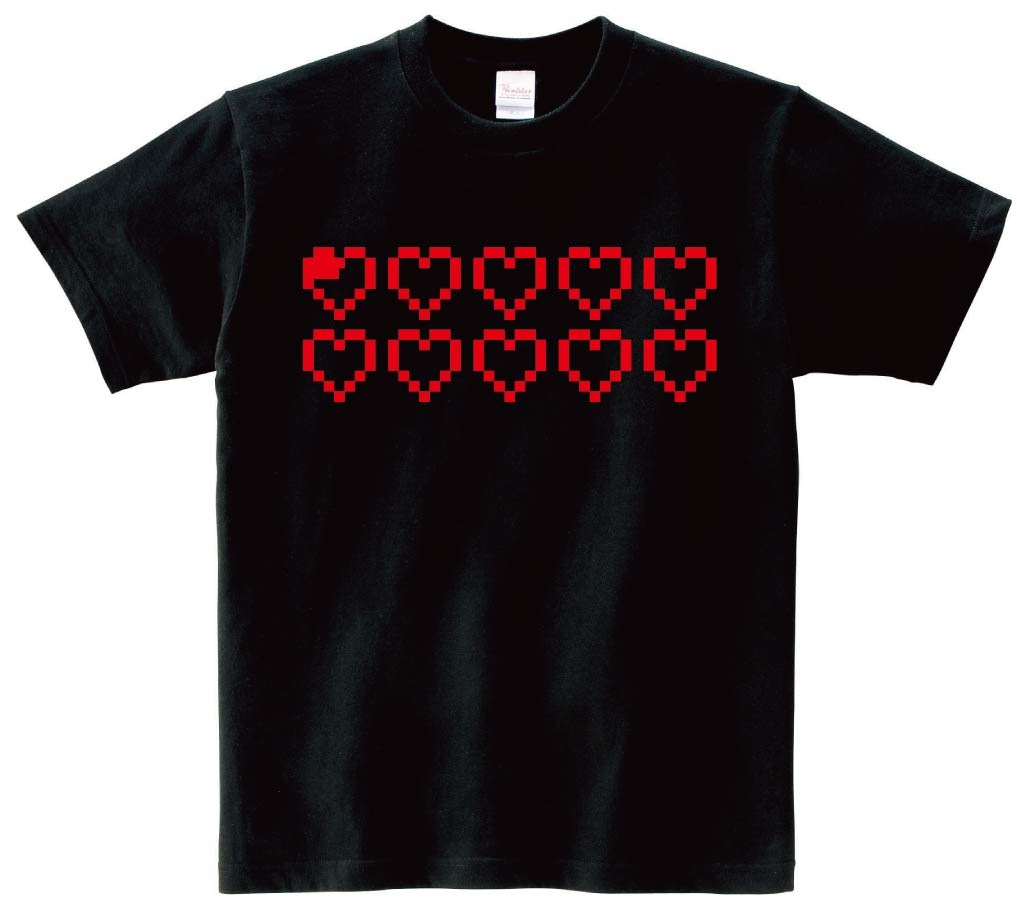 ハート ライフ 瀕死　ゲーム パロディ　半袖Tシャツ