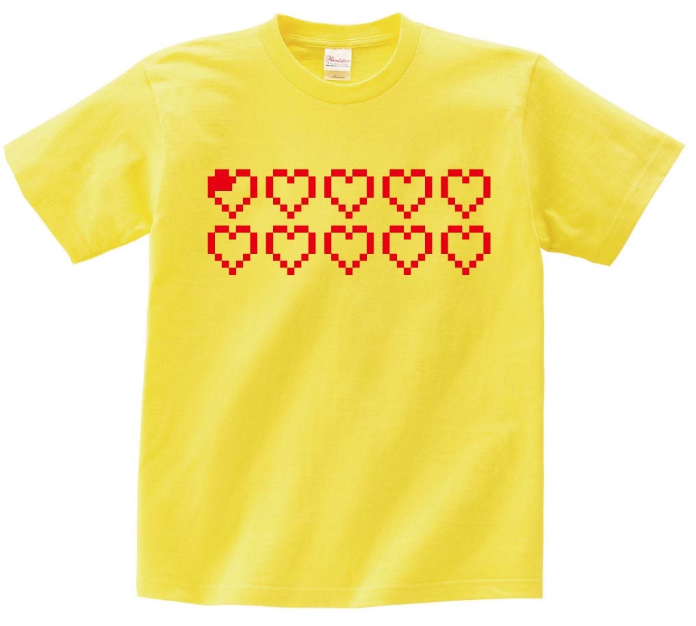ハート ライフ 瀕死　ゲーム パロディ　半袖Tシャツ