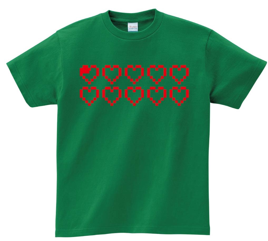 ハート ライフ 瀕死　ゲーム パロディ　半袖Tシャツ