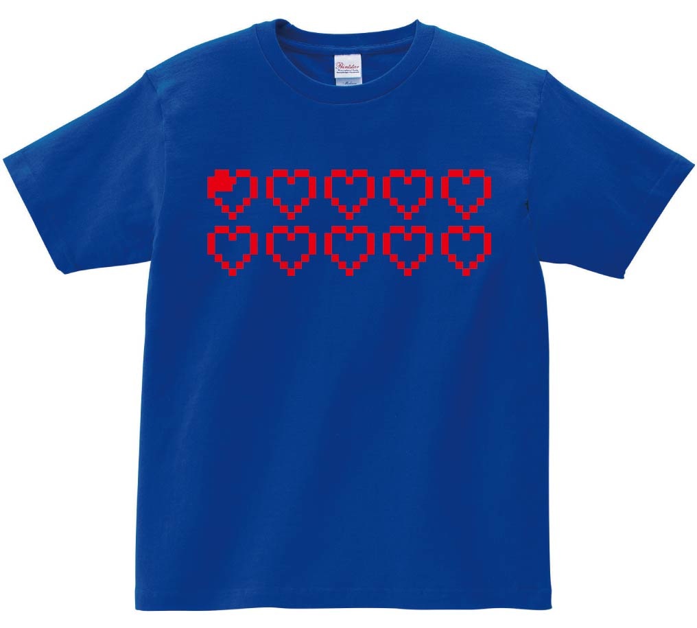 ハート ライフ 瀕死　ゲーム パロディ　半袖Tシャツ