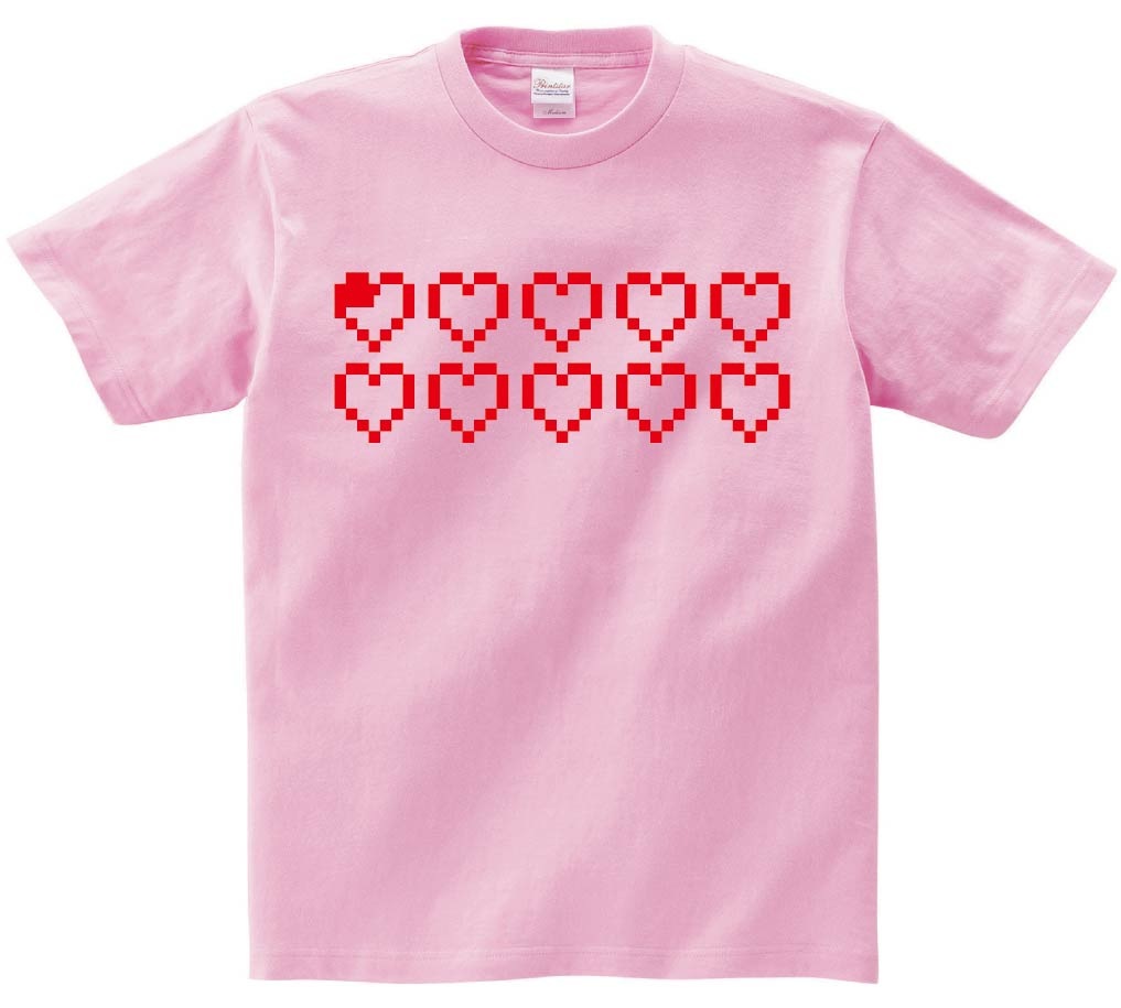 ハート ライフ 瀕死　ゲーム パロディ　半袖Tシャツ
