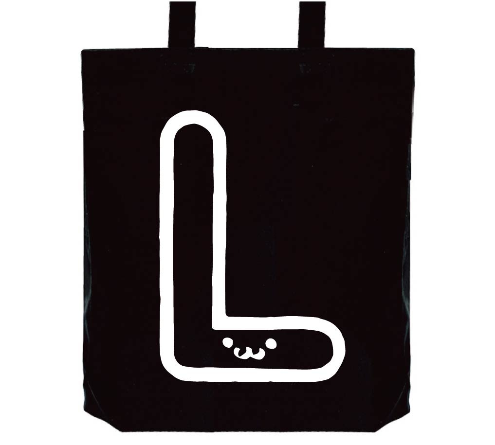 L エル アルファベット 記号 文字 筆絵 イラスト トートバッグ アルファベット サモエスキー