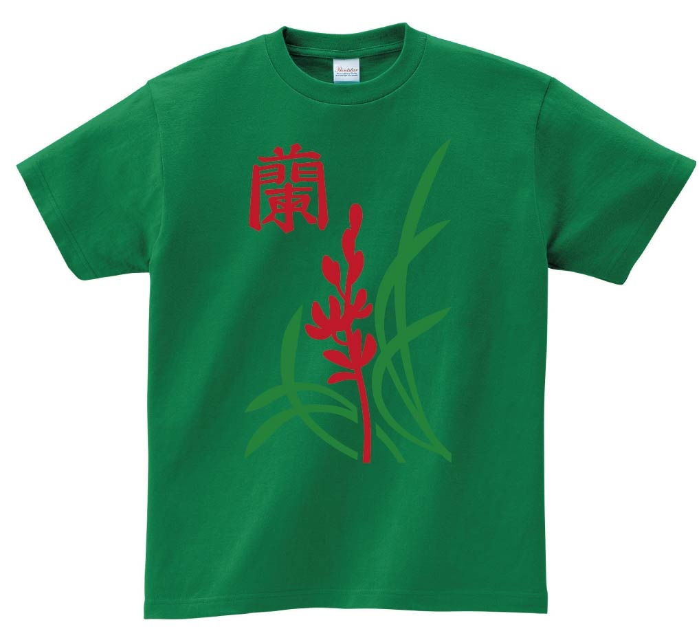 蘭　季節牌 花牌　麻雀　半袖Tシャツ