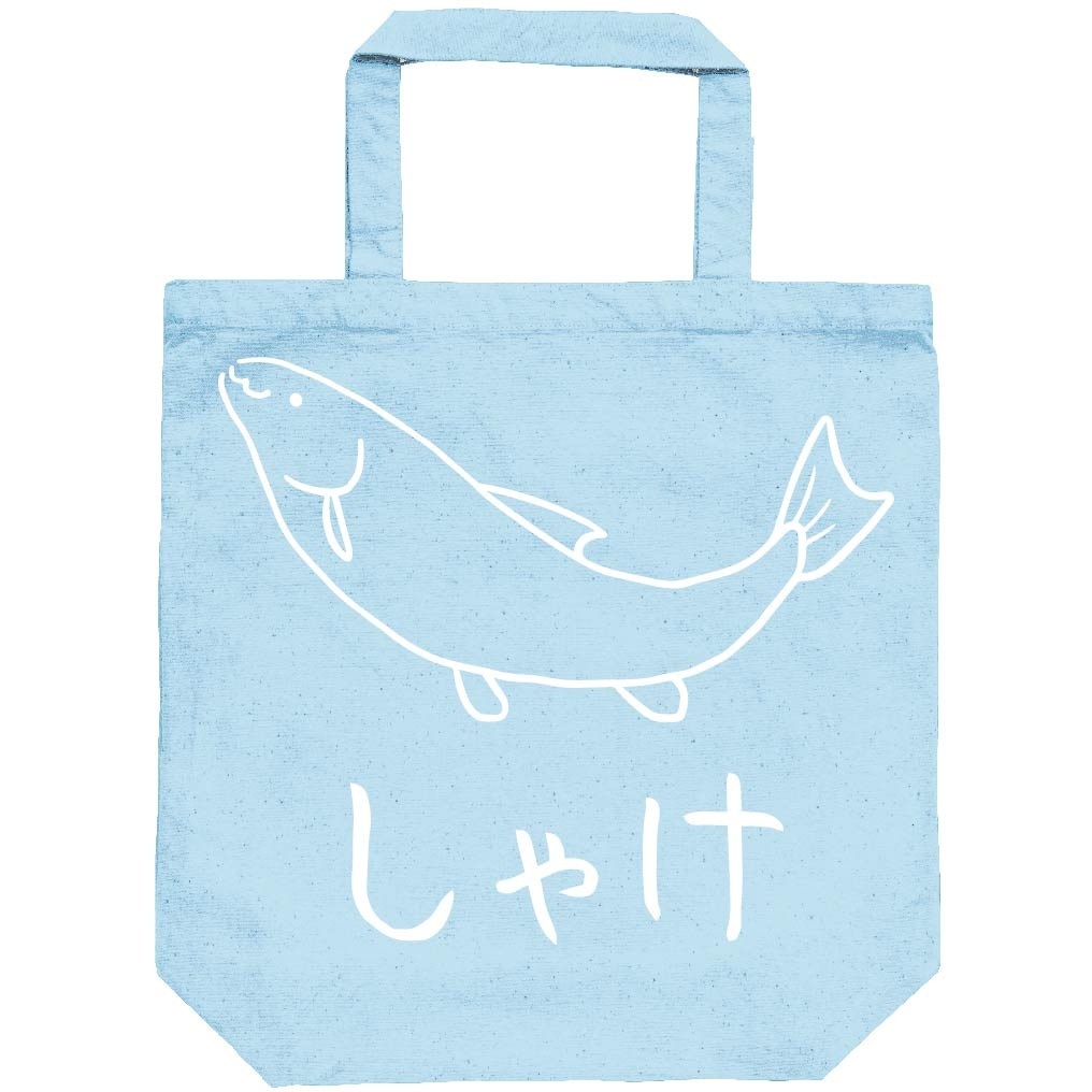 しげしげ　世界にひとつだけ　レザーラベル×自画像イラスト青トートバッグ しげしげ様専用 世界にひとつだけ レザーラベル×自画像イラスト