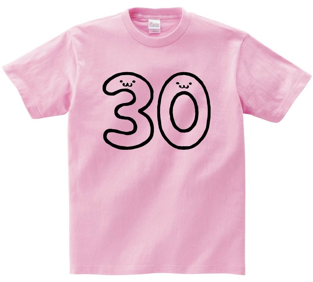 ３０　さんじゅう　三十　thirty　数字　ナンバー　記号　文字　筆絵　イラスト　半袖Tシャツ