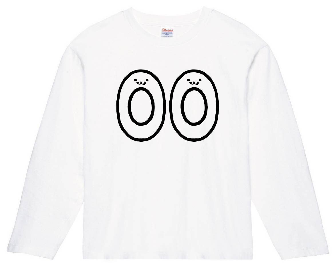 ００ ぜろぜろ 零零 Zero Zero 数字 ナンバー 記号 文字 筆絵 イラスト 長袖tシャツ 数字1 2桁 サモエスキー