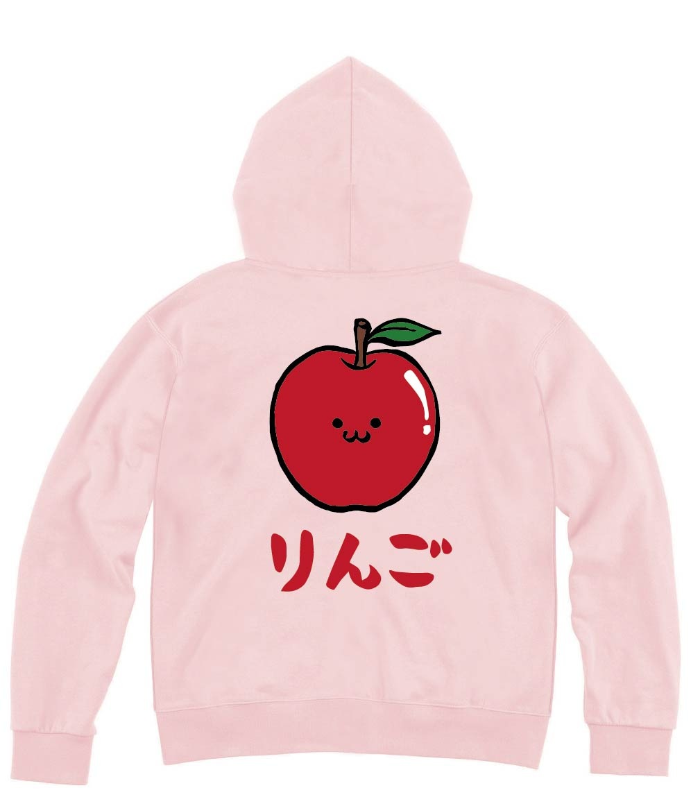 conp リンゴパーカー りんご リンゴ 林檎 野菜 果物 筆絵 イラスト カラー ジップパーカー
