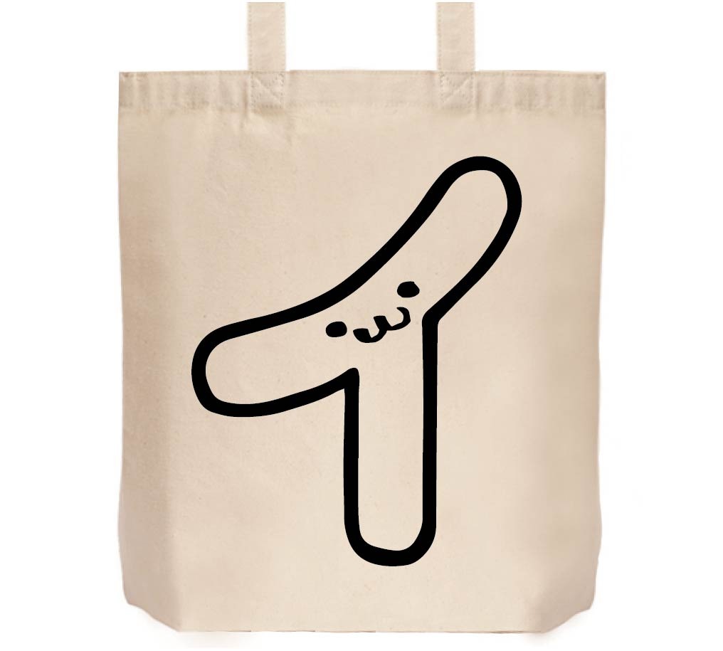 イ カタカナ 片仮名 一文字 五十音 筆絵 イラスト トートバッグ カタカナ サモエスキー