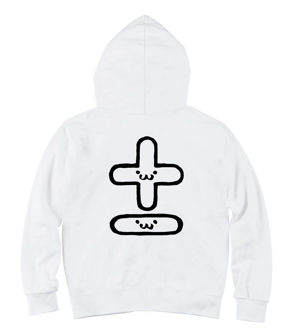 プラスマイナス 数学 記号 文字 筆絵 イラスト ジップパーカー 記号 サモエスキー