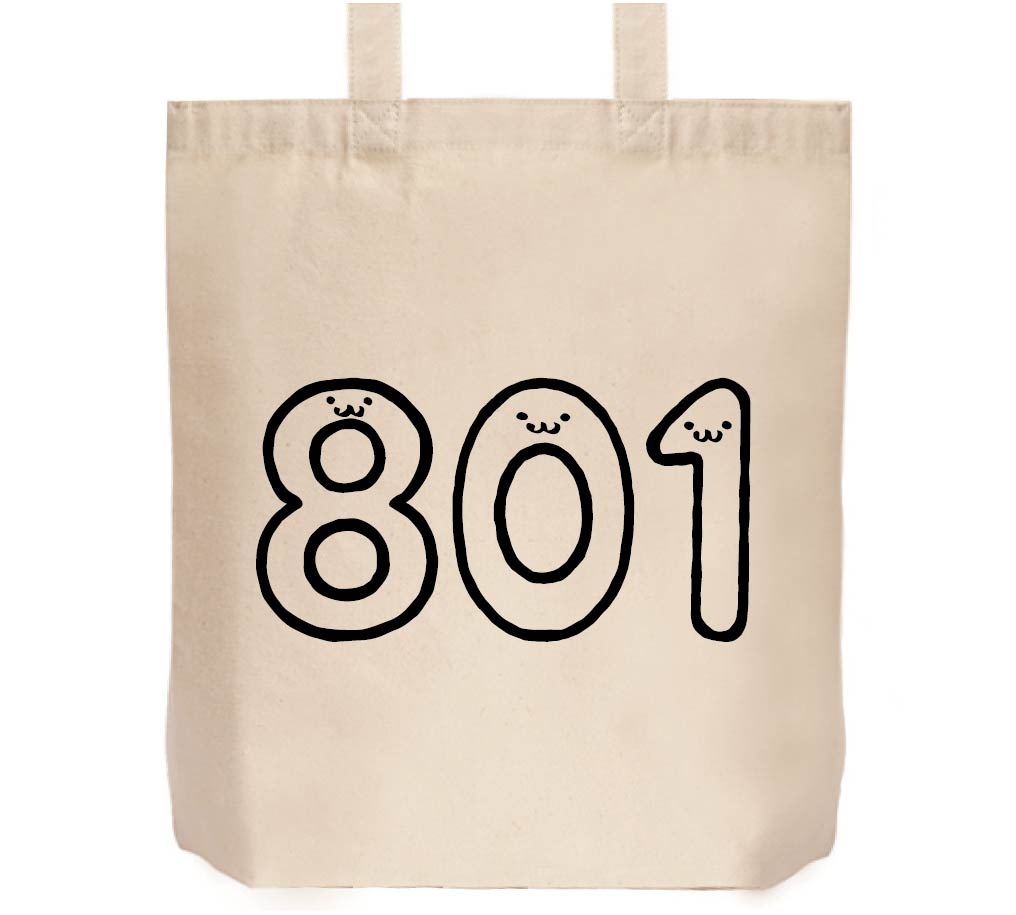 ８０１ 八百一 数字 ナンバー 記号 文字 筆絵 イラスト トートバッグ 数字3桁 サモエスキー