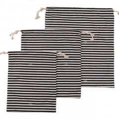 ナッツ コットンバッグ 3点セット ブラックストライプ