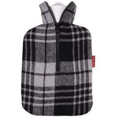 フーゴー・フロッシュ スタンダードクラシック湯たんぽ1.8L フランネルチェック グレーブラック