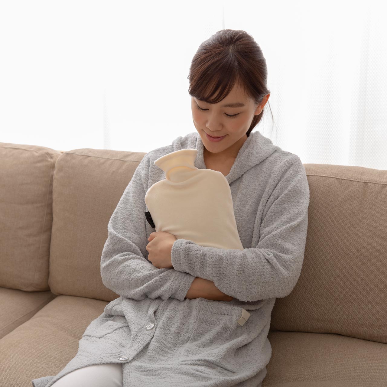 モフア なめらかパフ湯たんぽカバー 2.0L アイボリー