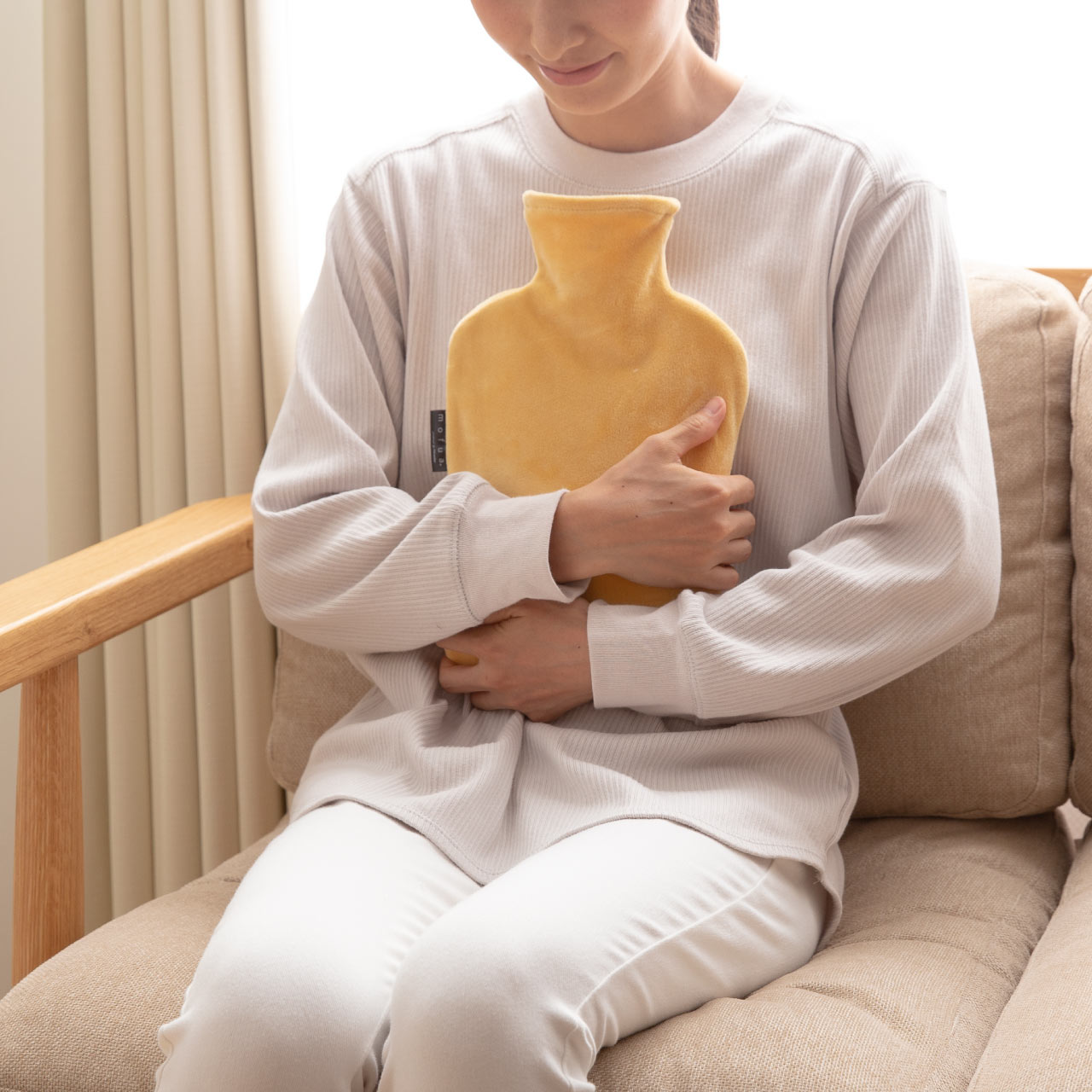 モフア なめらかパフ湯たんぽカバー 2.0L マスタード