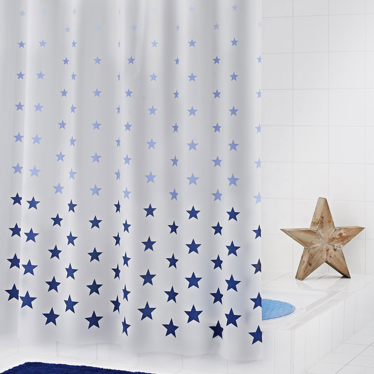 リダー シャワーカーテンビニル 180x200 ステラブルー