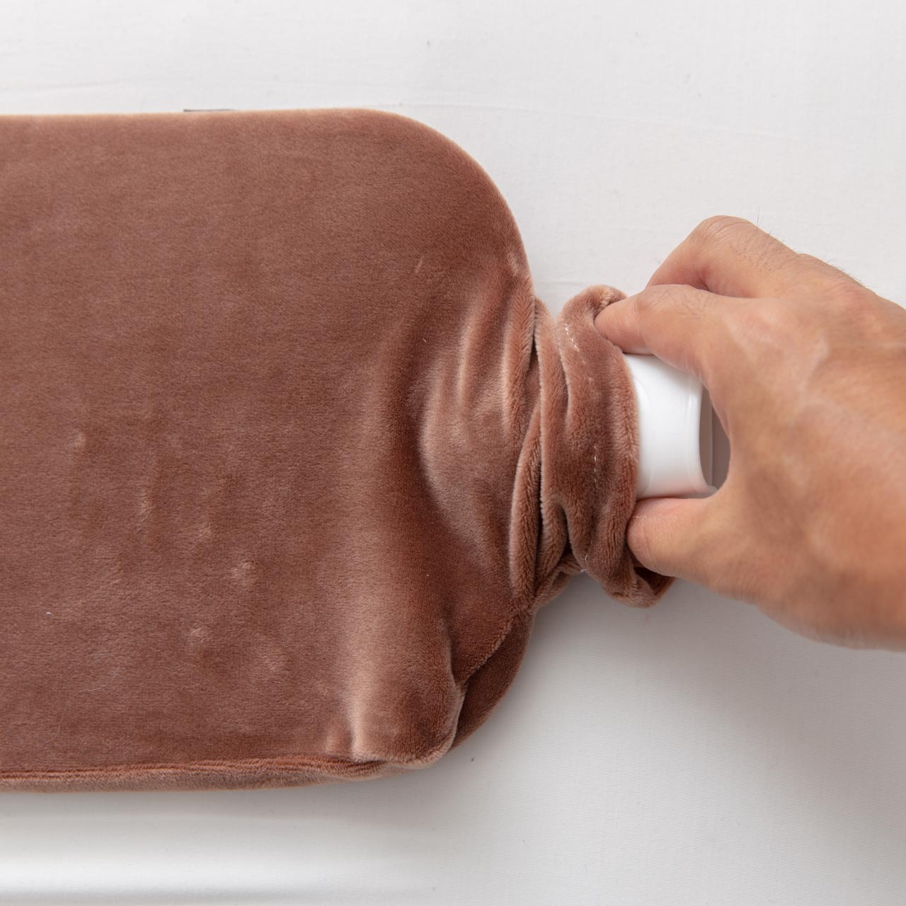 モフア なめらかパフ 湯たんぽ0.8L ブラウン