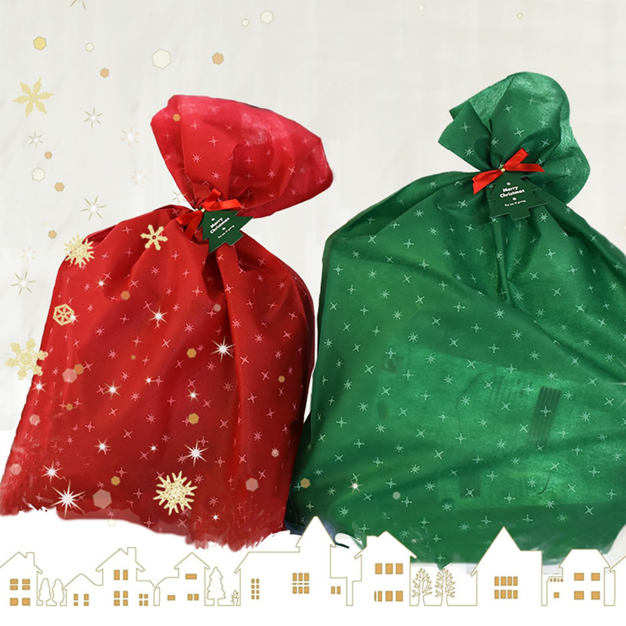 【在庫限り】クリスマスラッピング レッド/グリーン