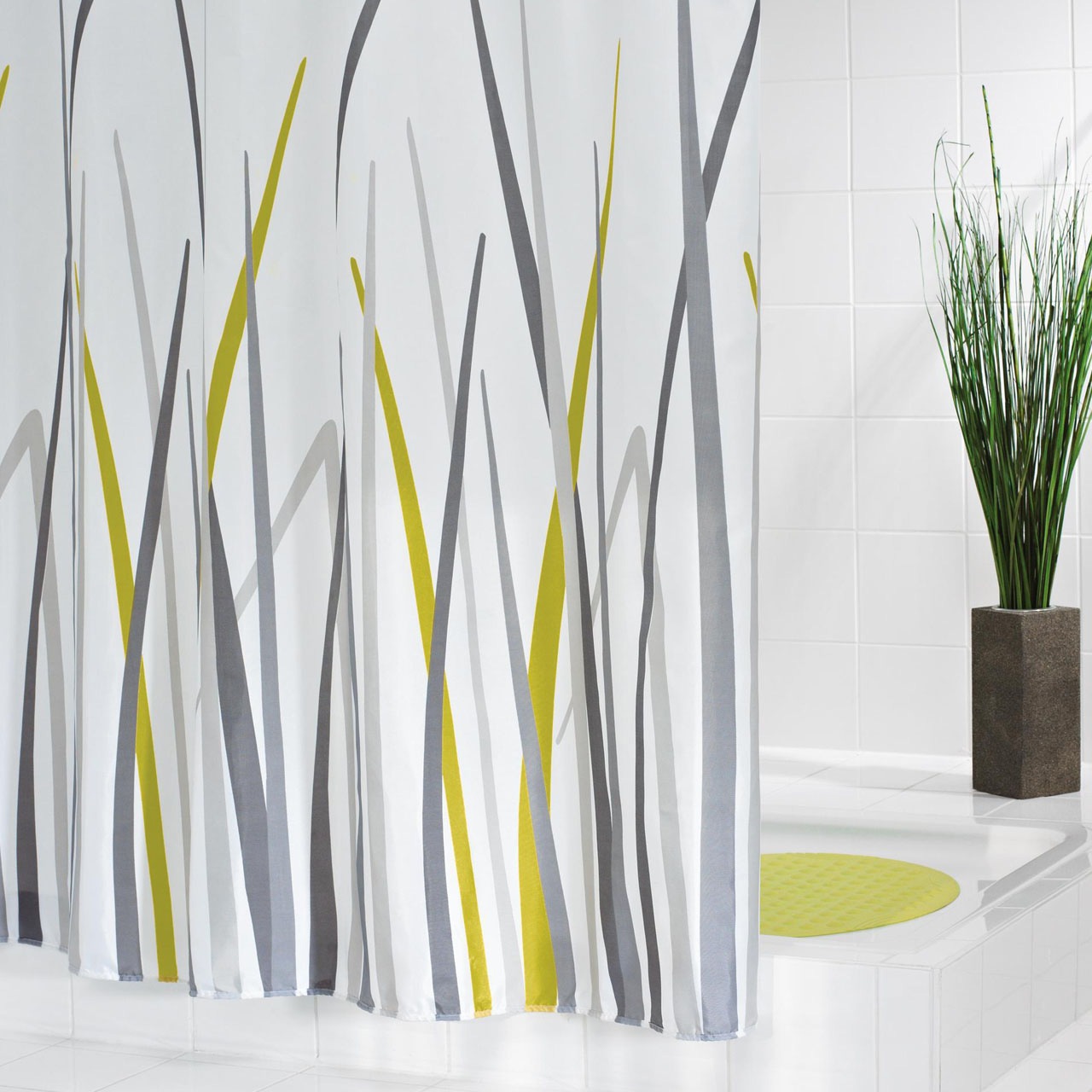 リダー シャワーカーテンテキスタイル 180x200 グラスグリーン