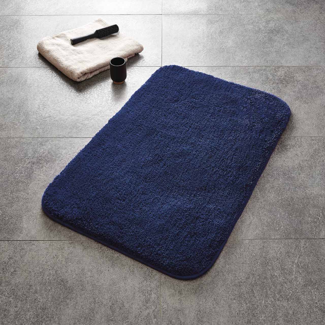 リダー バスルームカーペット シック 60×90cm ダークブルー